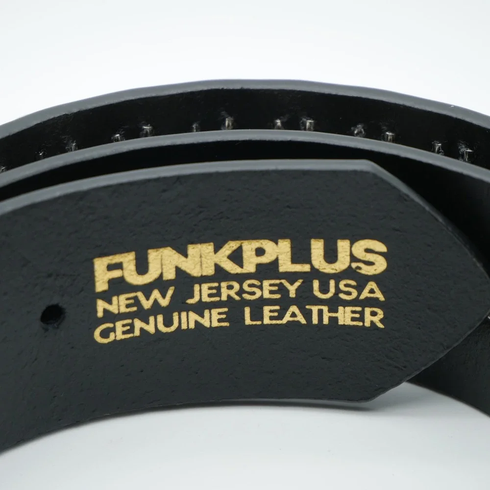 Black Studded Leather Belt - Genuine Leather